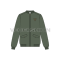 Mens Classic Vector Bomber Jacket flat sketch, front view