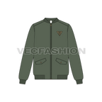 Mens Classic Vector Bomber Jacket flat sketch, front view