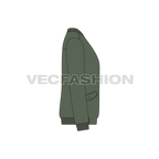 Mens Classic Vector Bomber Jacket flat sketch, side view