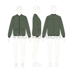 Mens Classic Vector Bomber Jacket flat sketch, croqui sketch