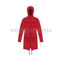 Mens Climbing Parka Jacket Vector flat sketch, front view
