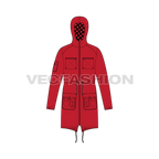 Mens Climbing Parka Jacket Vector flat sketch, front view