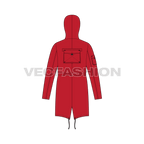 Mens Climbing Parka Jacket Vector flat sketch, back view