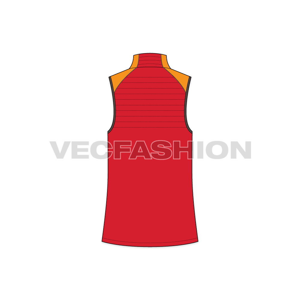 Mens climbing vest jacket flat sketch, back view