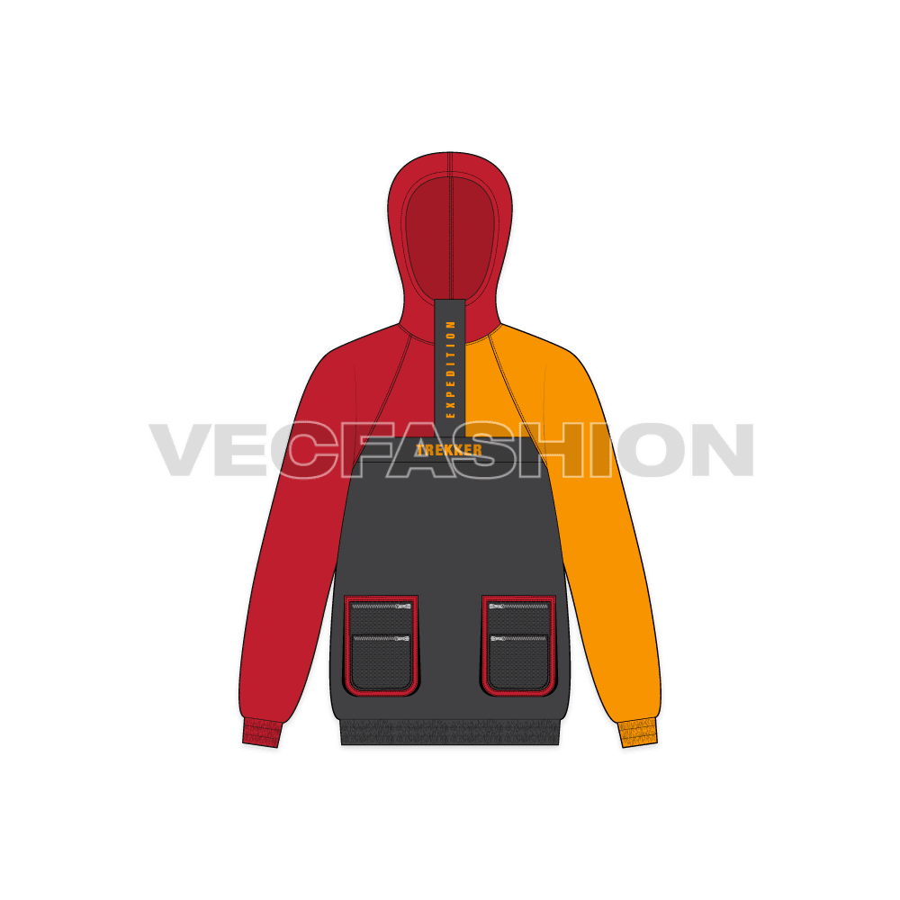 Mens Climbing Windbreaker flat sketch, front view