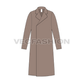 Mens Clutch Coat flat sketch, front view