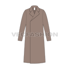 Mens Clutch Coat flat sketch, front view
