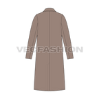 Mens Clutch Coat flat sketch, back view