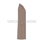 Mens Clutch Coat flat sketch, side view