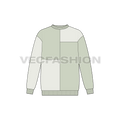 Mens color blocked sweatshirt flat sketch, front view