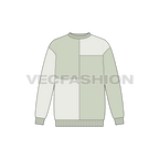 Mens color blocked sweatshirt flat sketch, front view