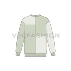 Mens color blocked sweatshirt flat sketch, back view