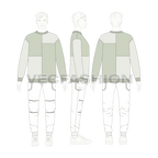 Mens color blocked sweatshirt flat sketch, croqui sketch