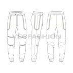 Mens color blocked sweatshirt flat sketch, matching streetwear joggers