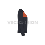 Mens color blocked v neck sweater flat sketch, side view