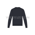 Mens color blocked v neck sweater flat sketch, back view