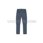 Mens comfort fit capri pants flat sketch, back view