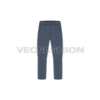 Mens comfort fit capri pants flat sketch, front view