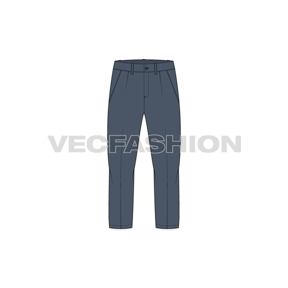 Mens comfort fit capri pants flat sketch, front view
