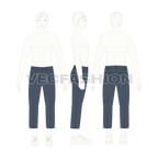 Mens comfort fit capri pants flat sketch, croqui sketch