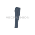 Mens comfort fit capri pants flat sketch, side view