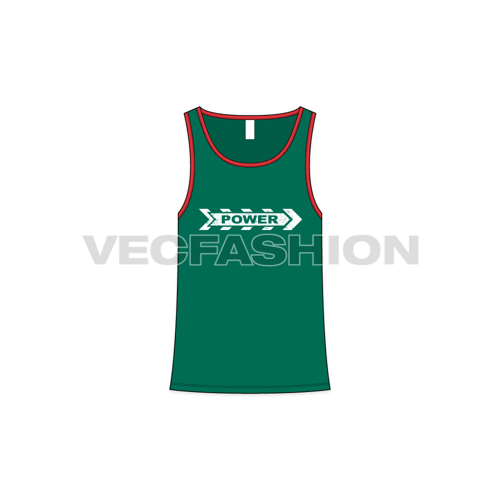 Mens comfort fit tank top flat sketch, front view