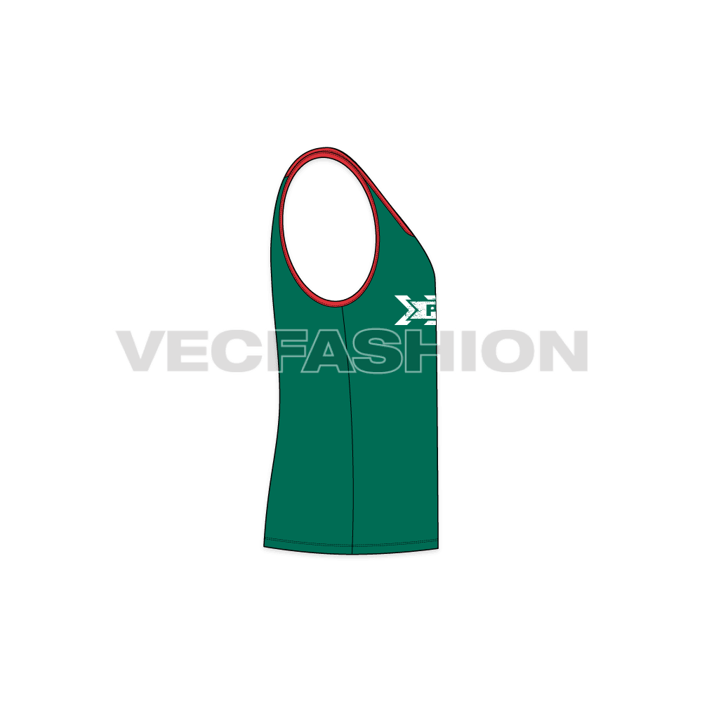 Mens comfort fit tank top flat sketch, side view