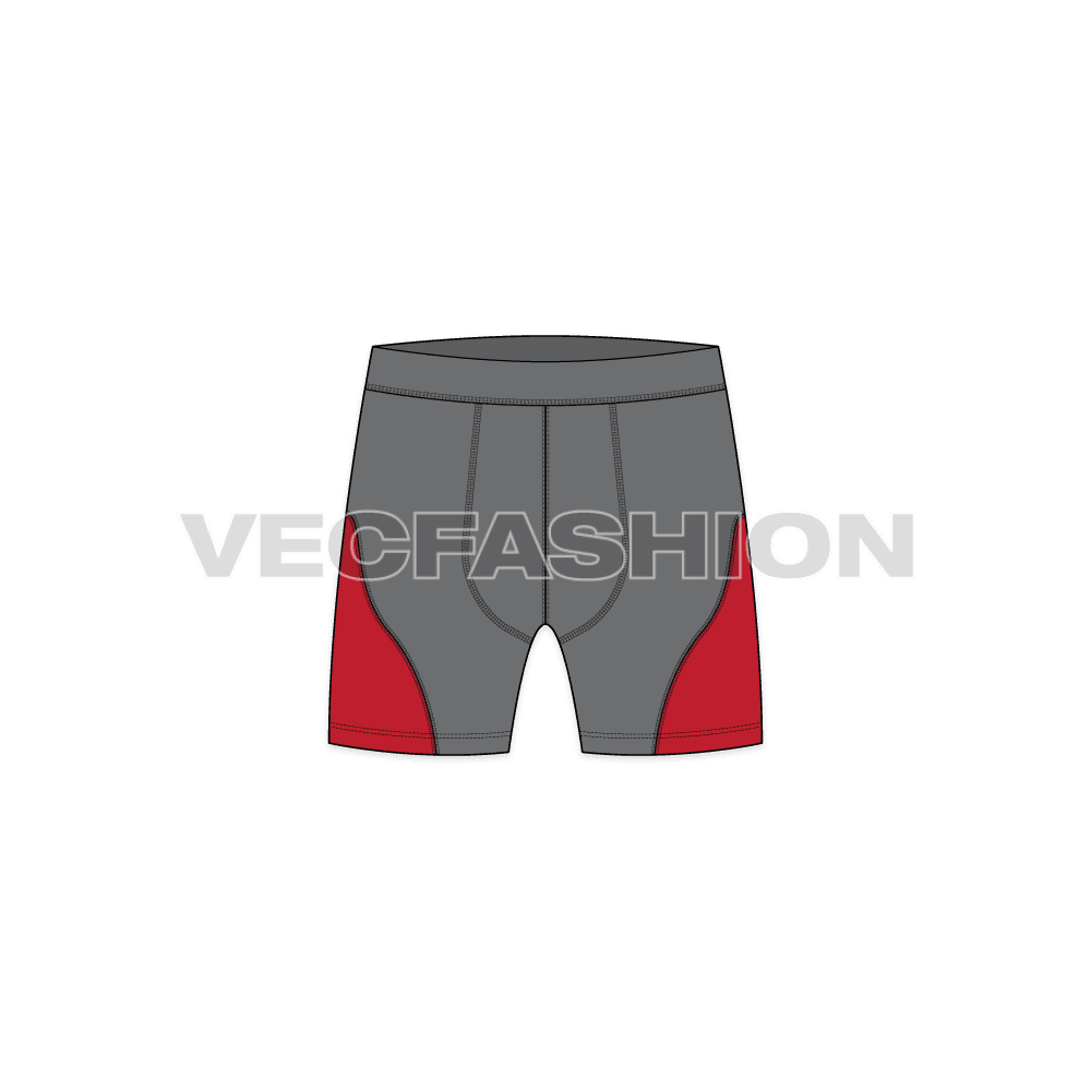 Mens compression underwear flat sketch, front view