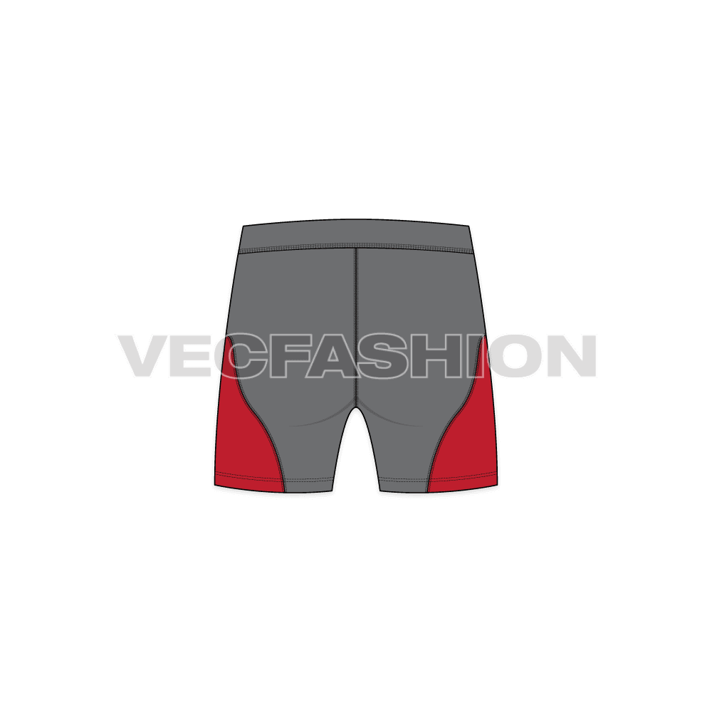 Mens compression underwear flat sketch, back view