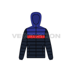 Mens Contrast Panels Down Jacket flat sketch, front view