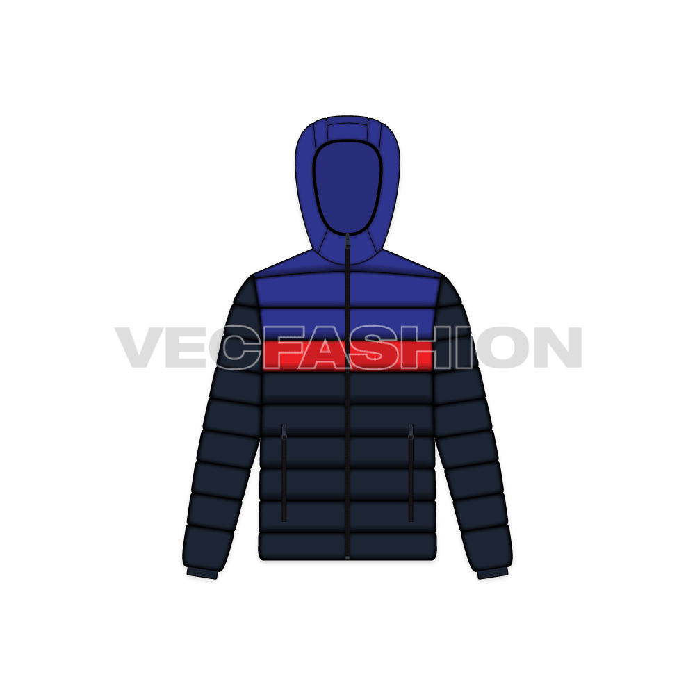 Mens Contrast Panels Down Jacket front view