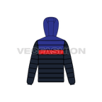 Mens Contrast Panels Down Jacket flat sketch, back view