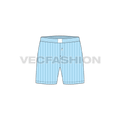 Mens cotton boxer shorts, pin stripe flat sketch, front view