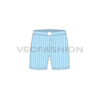 Mens cotton boxer shorts, pin stripe flat sketch, front view