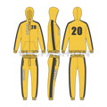 Mens courage tracksuit flat sketch, showing all views, front, side and back