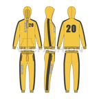 Mens courage tracksuit flat sketch, showing all views, front, side and back