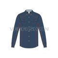 Mens cowboy denim shirt flat sketch, front view