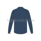Mens cowboy denim shirt flat sketch, back view