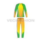 Mens cricket uniform kit, apparel template flat sketch, front view