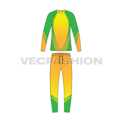 Mens cricket uniform kit, apparel template flat sketch, front view