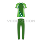 Mens cricket uniform kit, raglan sleeve flat sketch, back view