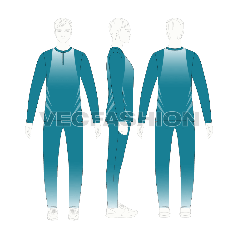 Mens cricket uniform kit, sportswear flat sketch, croqui sketch