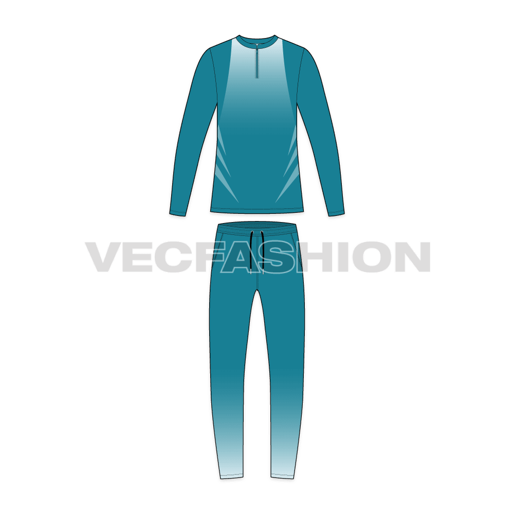 Mens cricket uniform kit, sportswear flat sketch, front view
