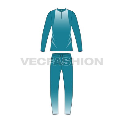 Mens cricket uniform kit, sportswear flat sketch, front view