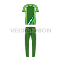 Mens cricket uniform kit, raglan sleeve flat sketch, front view