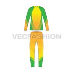 Mens cricket uniform kit, apparel template flat sketch, back view