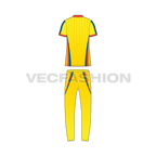 Mens cricket uniform kit, cad flat sketch, back view