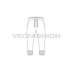 Mens cropped jogger pants flat sketch, front view