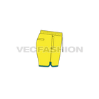 Mens curved hem swim shorts flat sketch, side view