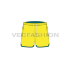 Mens curved hem swim shorts flat sketch, front view